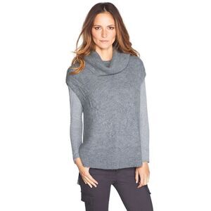 White House Black Market Cable‎ Cowl Poncho Sweater Gray Small